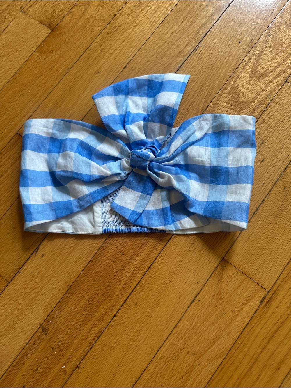 RHODE-Blue Gingham Bow top